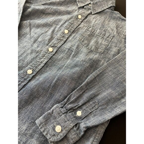 ~ Janie and Jack 6 Kids Cotton Chambray Shirt Long Sleeve Blue Button Up Boys ~ - Picture 2 of 9